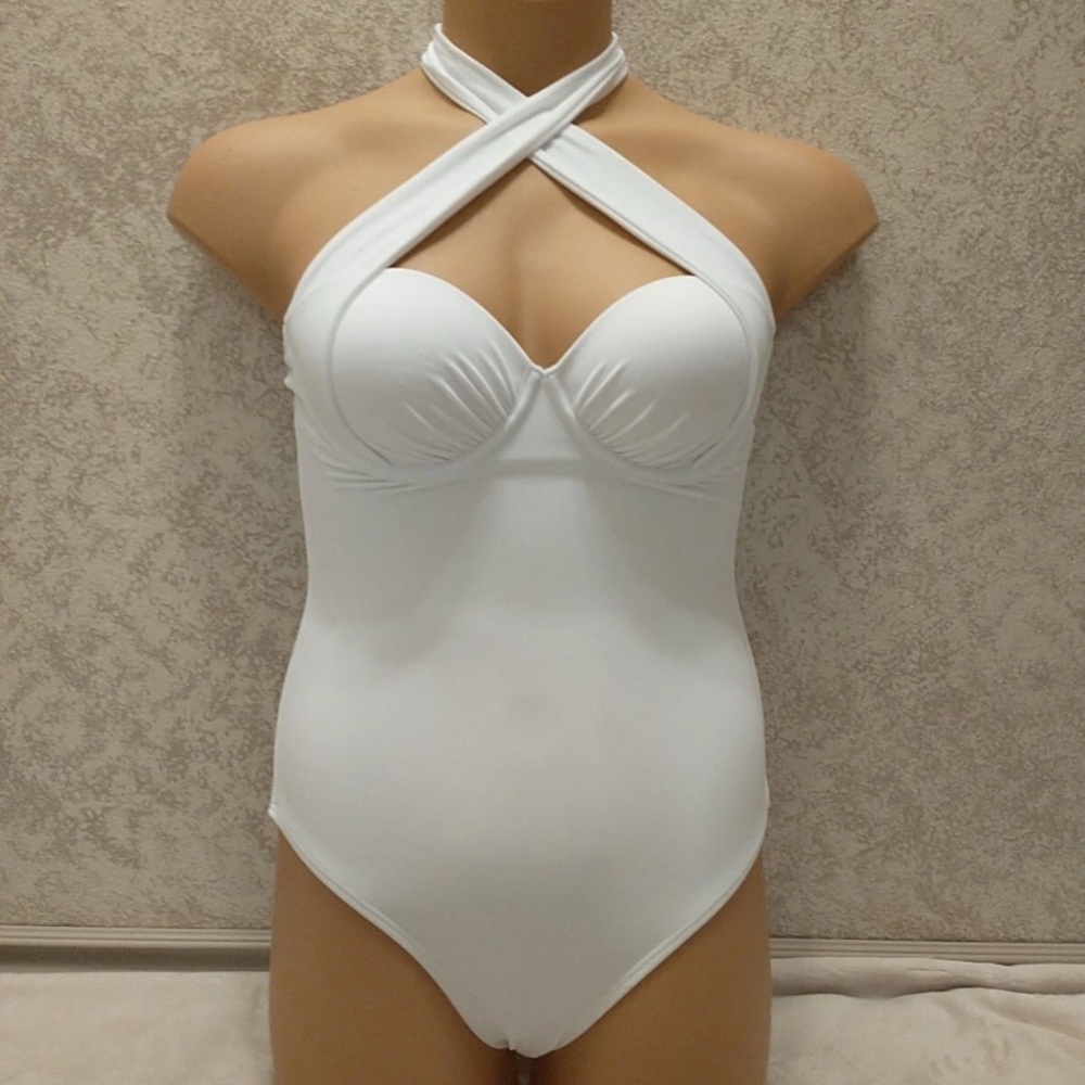 Victoria's Secret White Halter One Piece Swimsuit